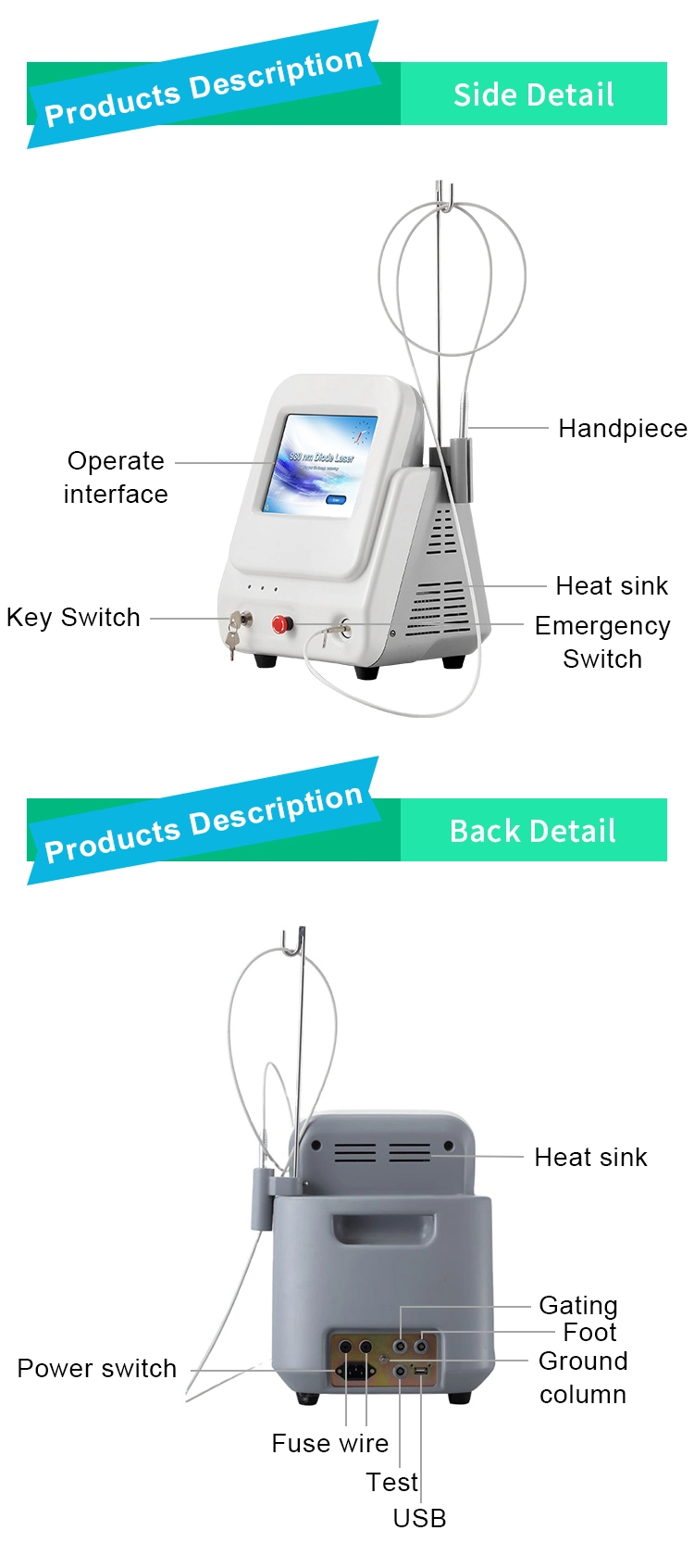 Versatile 100/240V Voltage Picosecond Red Light Therapy Alexandrite Laser Vascular Removal Device