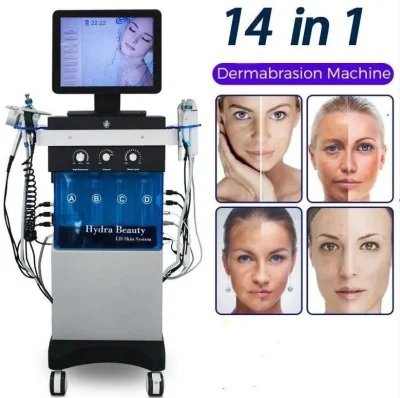 2023 Top Sales 14 em 1 Hydra Diamond Dermoabrasão Machine Hydra Oxygen Facial Cleaning Microneedle RF Beauty Equipment