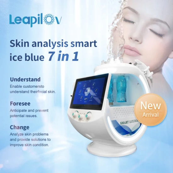 Mais recente Smart Ice Blue 7 em 1 Water Hydra Oxygen Diamond Dermoabrasão Máquina Facial com Análise de Pele